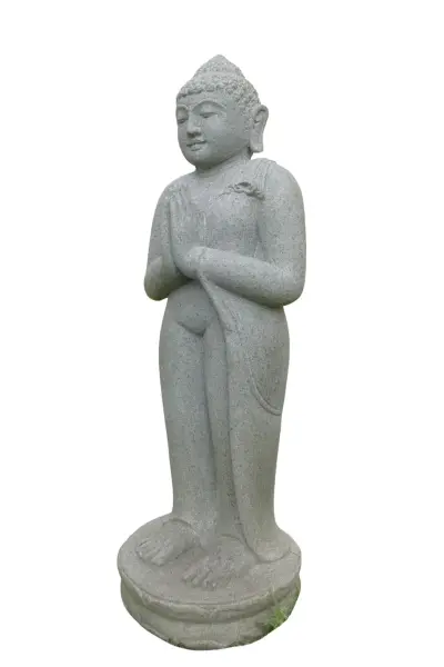 Artikelbild 6 des Artikels “Stehender Buddha aus Flussstein, Position Namaskara, H. 87cm. “